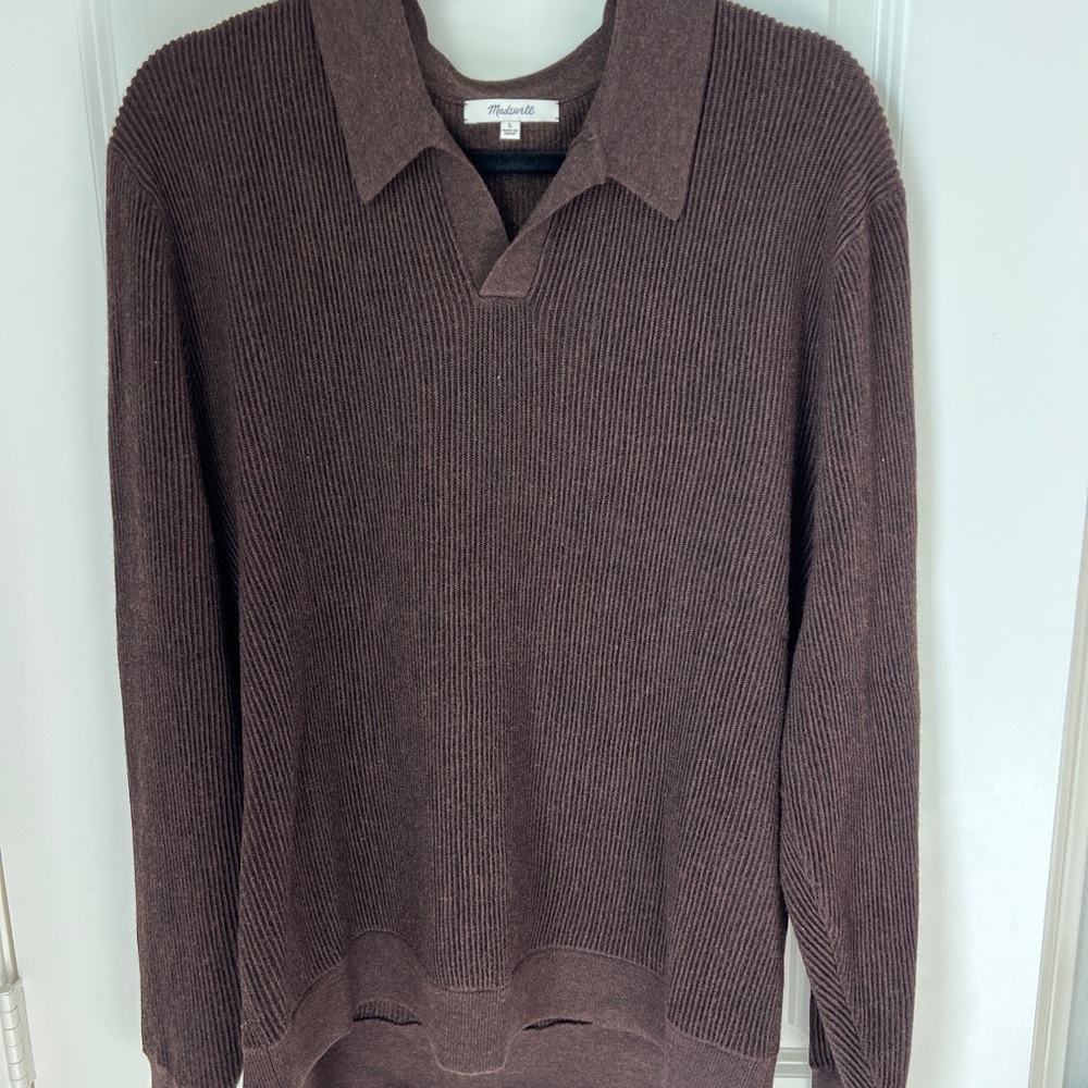 Madewell V-Neck Sweater in Deep Brown